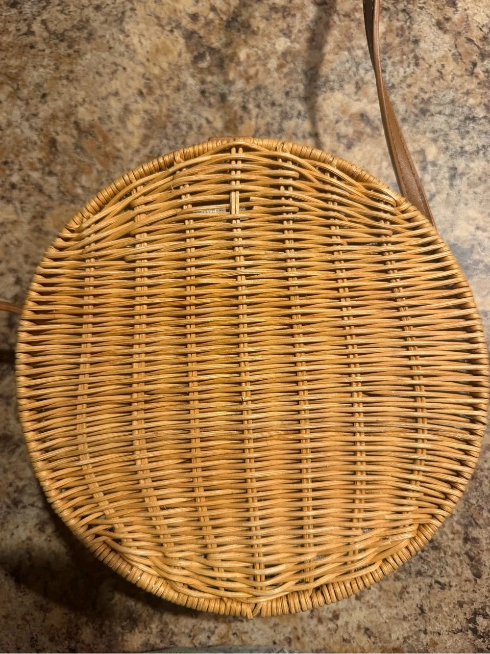 Zara Round Woven Crossbody Bag - Tan